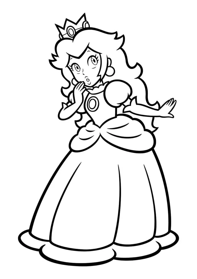 coloriage Princesse Peach pour enfant a imprimer gratuit 1