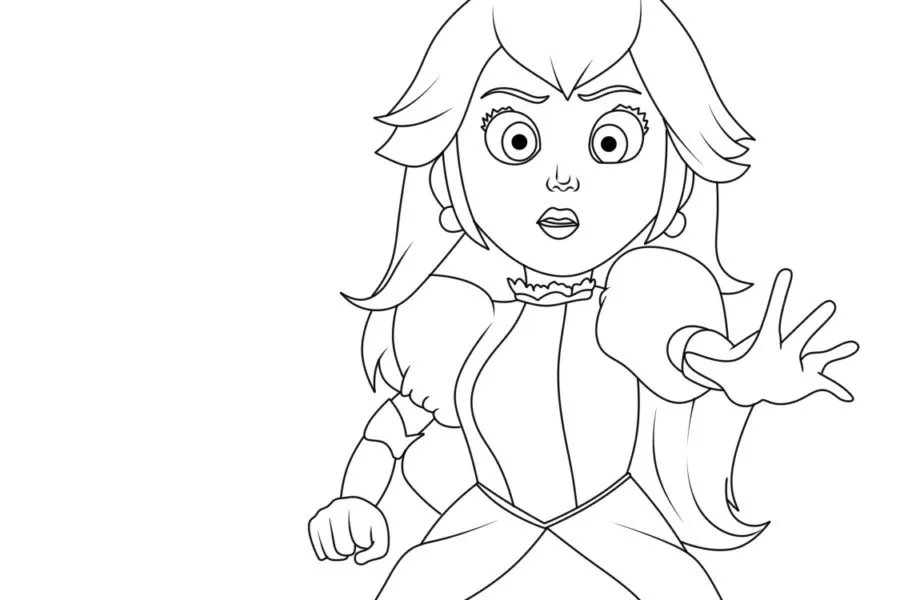 coloriage Princesse Peach à imprimer pour enfant de 8 ans