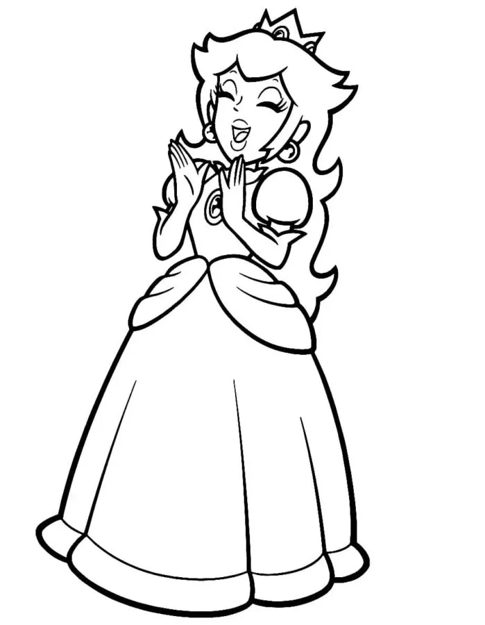 coloriage Princesse Peach et decoupage a imprimer gratuit 1