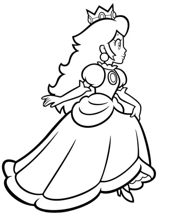 coloriage Princesse Peach pour enfants a imprimer gratuit