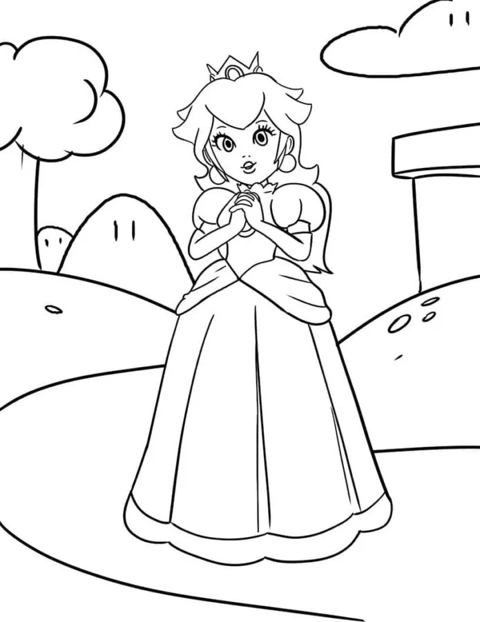 coloriage Princesse Peach pour enfant de 5 ans 1