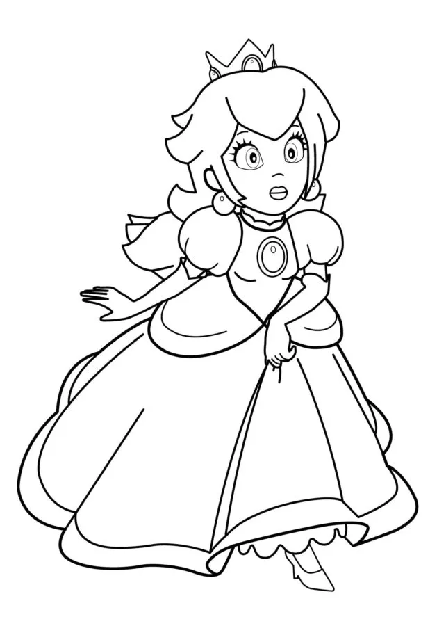 coloriage Princesse Peach d'enfant a imprimer