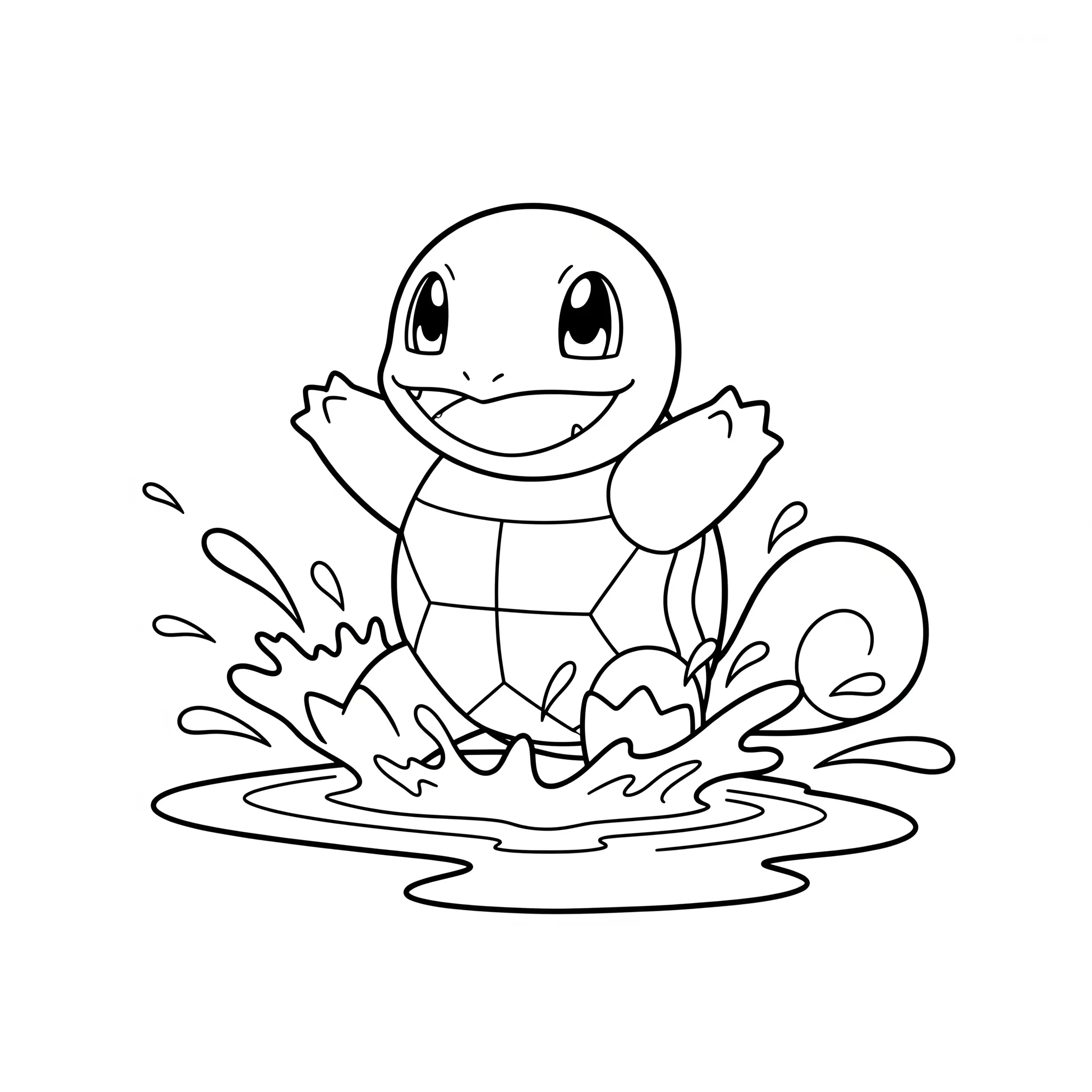 coloriage Squirtle éclaboussant pour enfant à imprimer