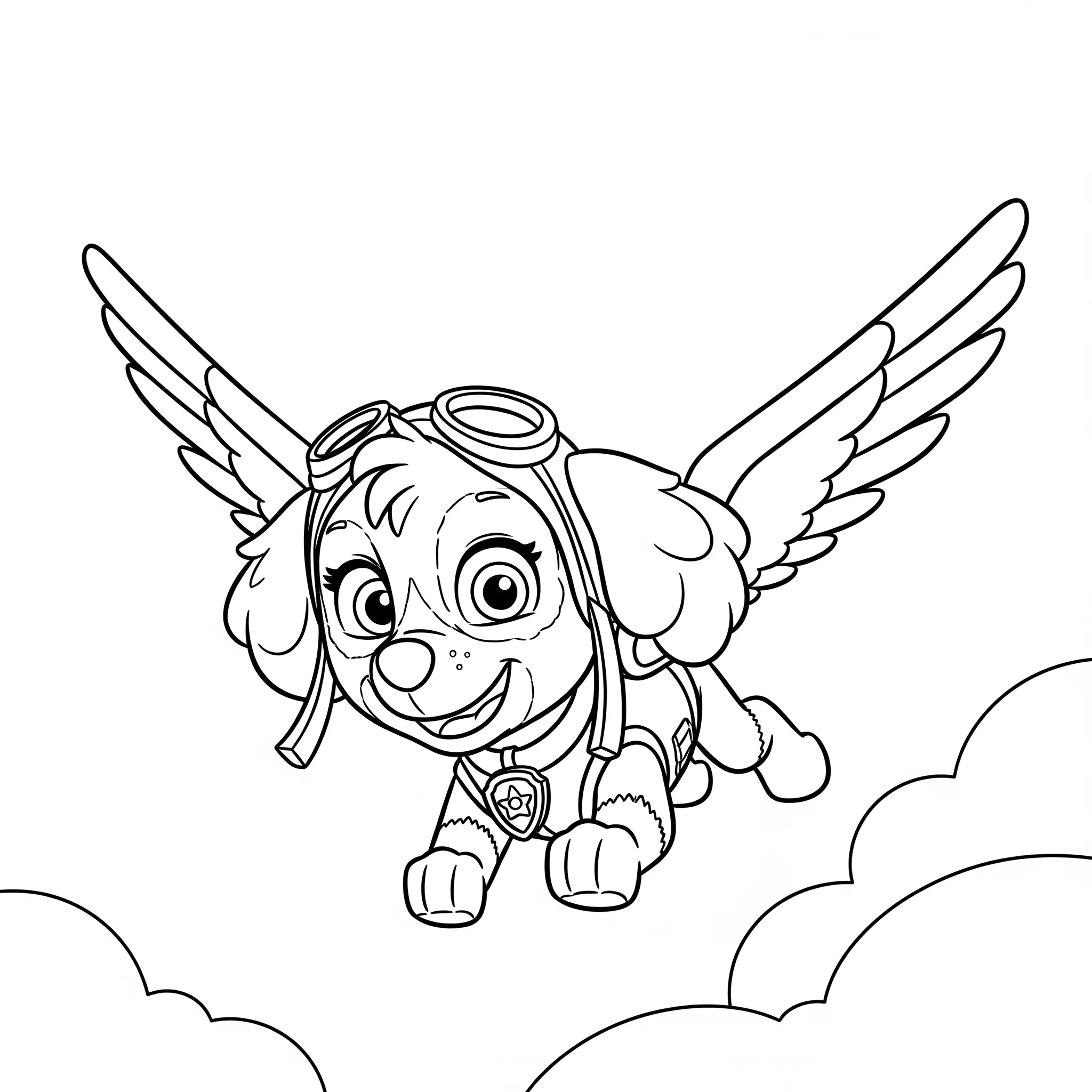 coloriage Stella l’aviatrice dans le ciel à imprimer gratuitement