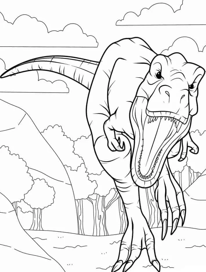 coloriage T Rex pour enfant 2