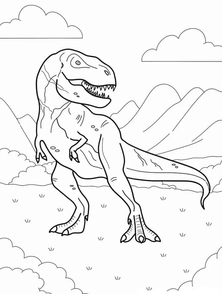 coloriage T Rex pour enfant de 8 ans