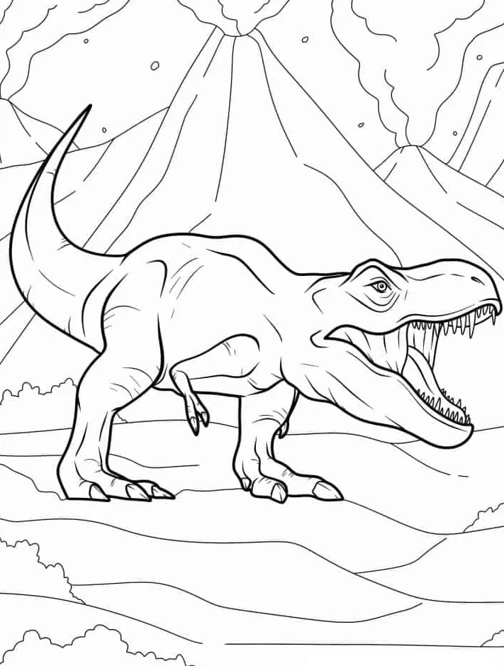 coloriage T Rex d'enfant a imprimer 1