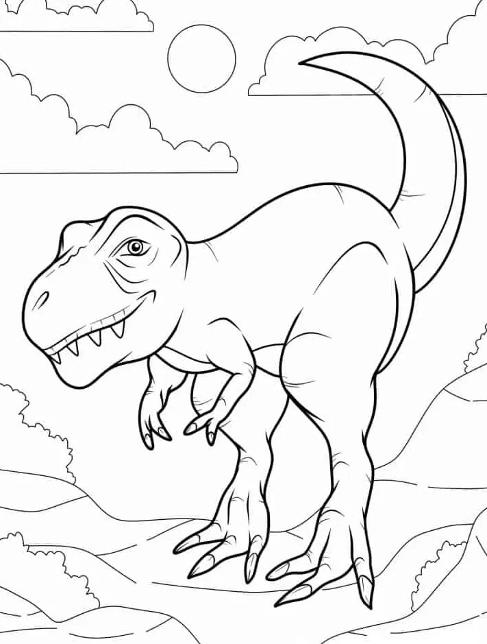 coloriage T Rex à imprimer pour enfants 1