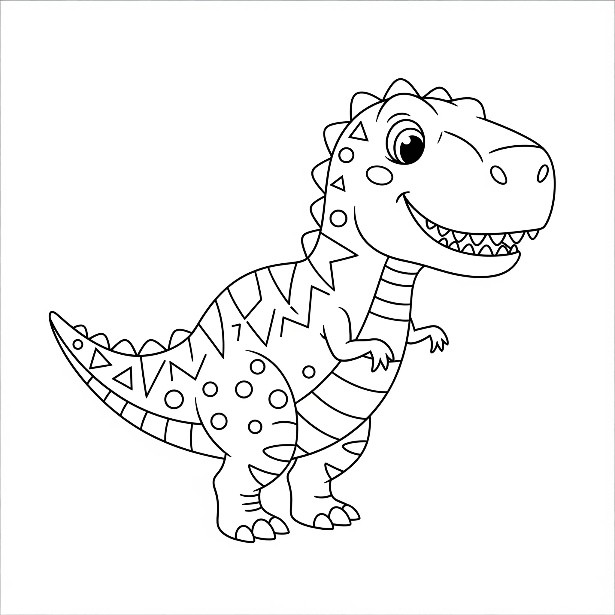 coloriage T Rex avec des motifs simples gratuit