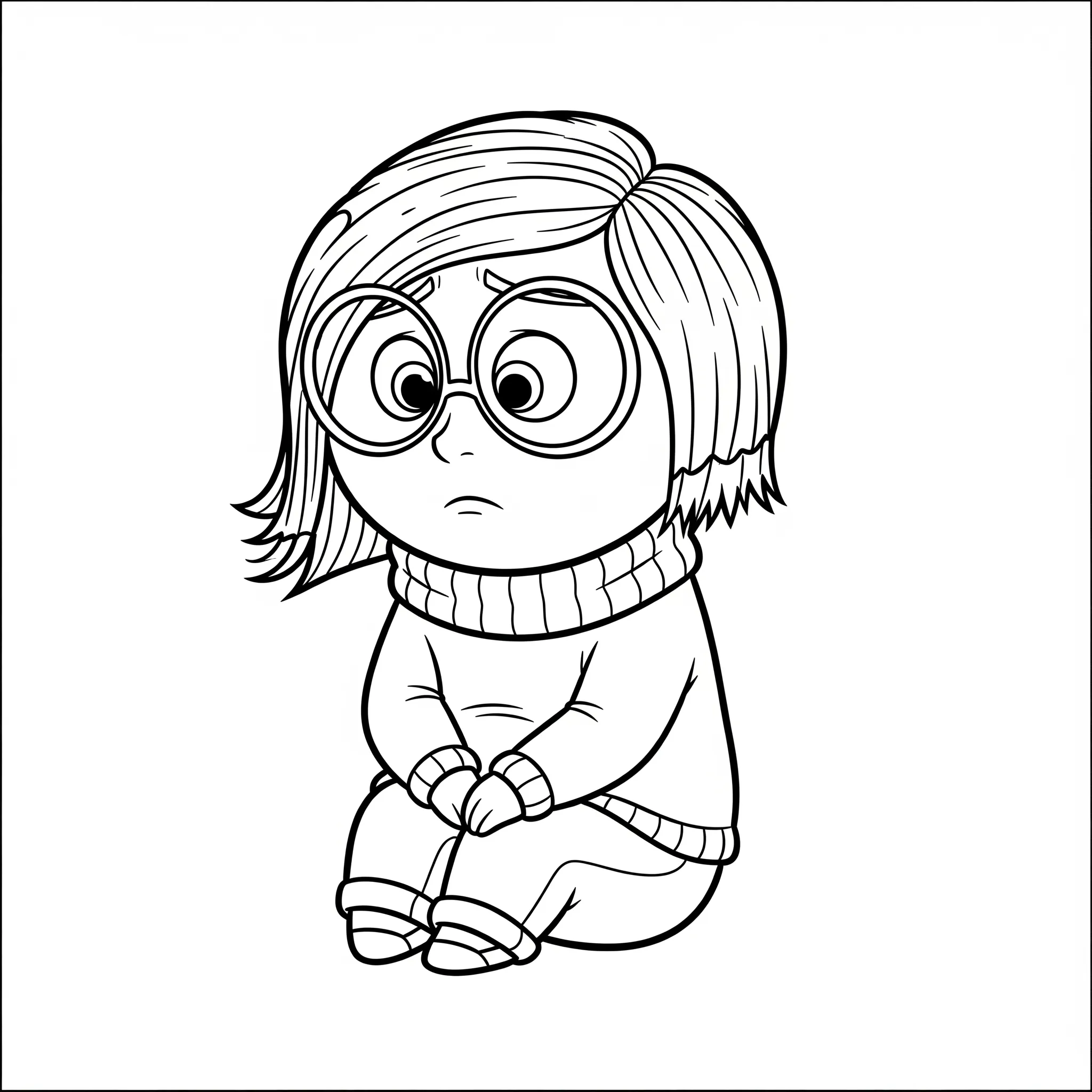 coloriage Tristesse assise tranquillement pour enfant de 10 ans