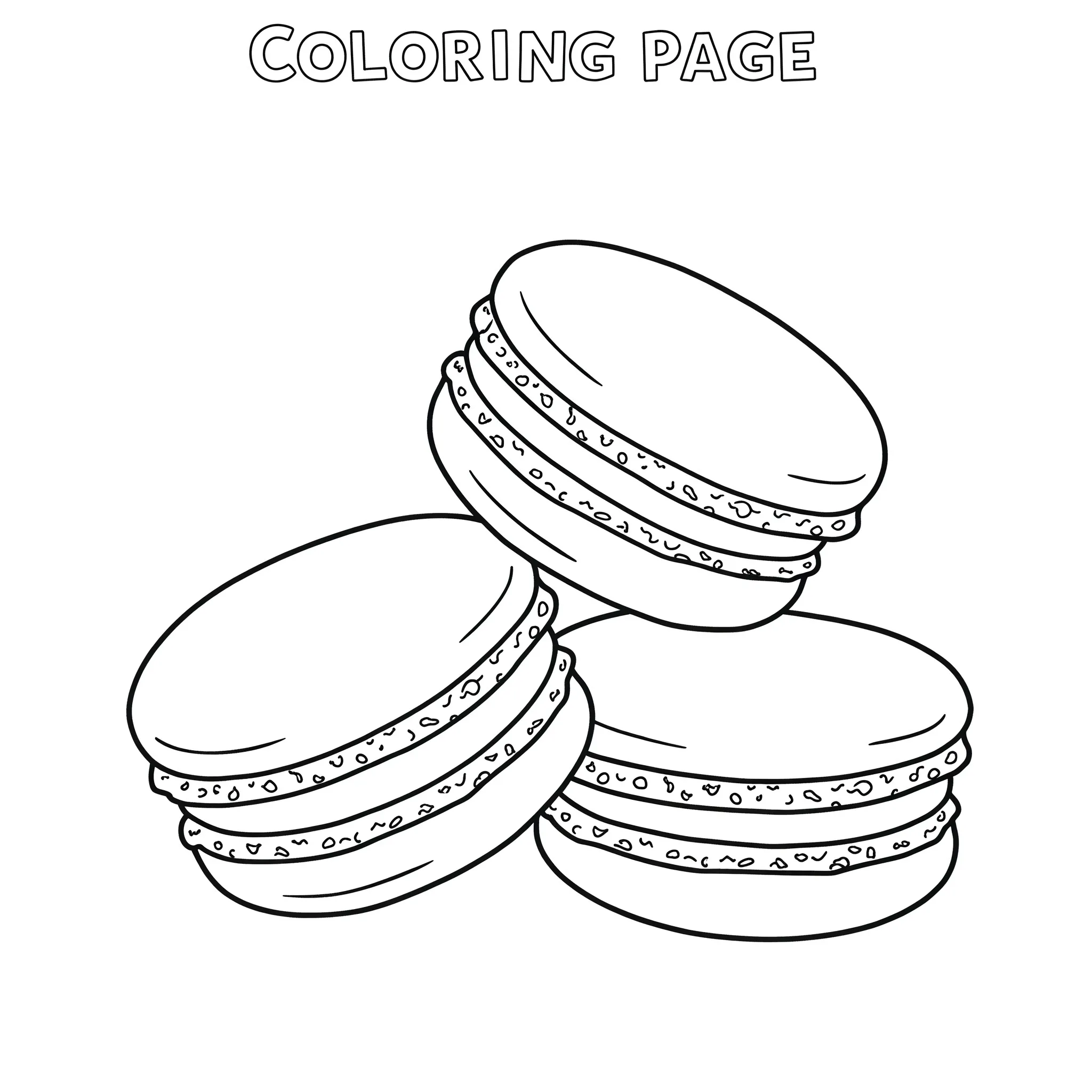 coloriage Trois macarons empilés pour enfants à imprimer