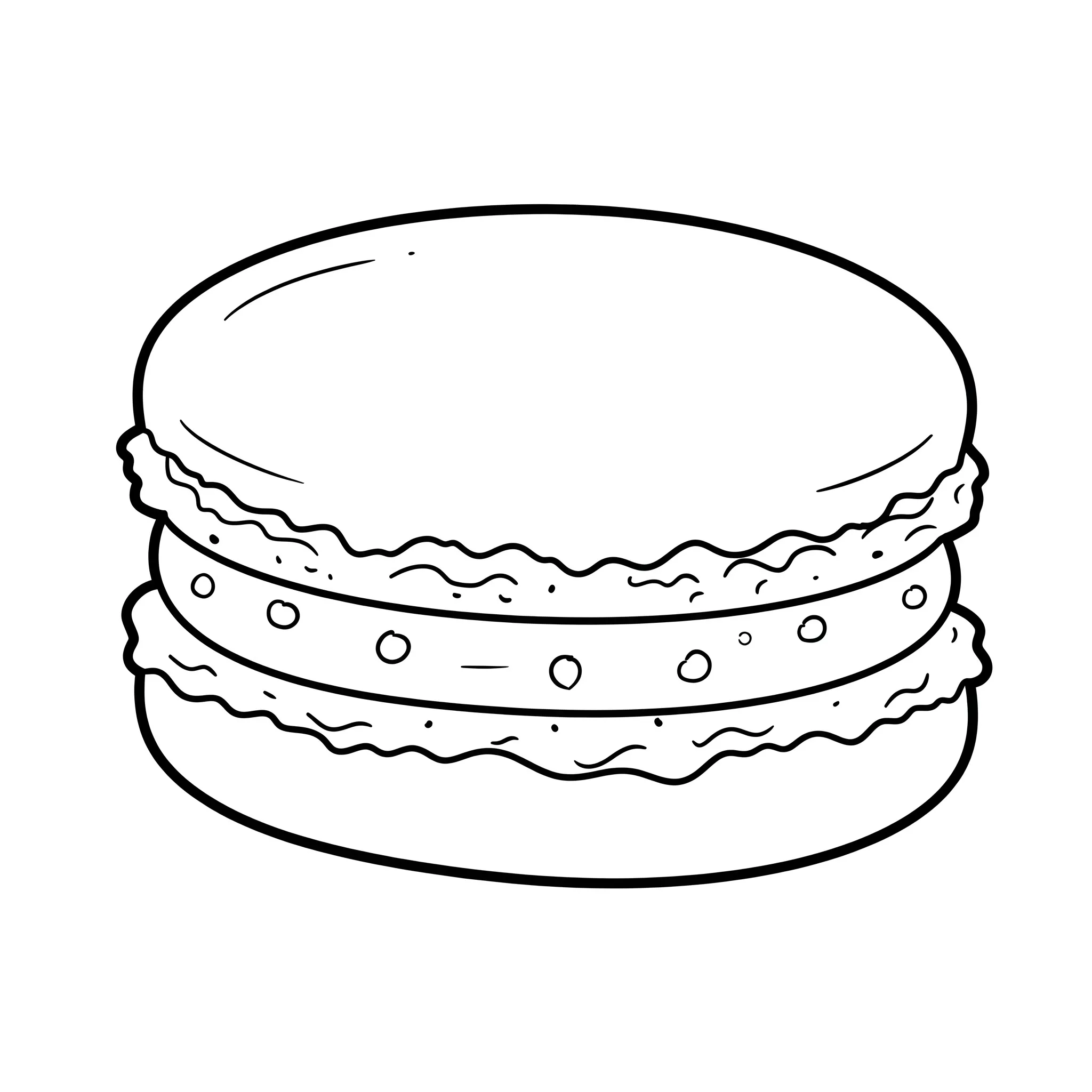 coloriage Un macaron avec une garniture visible a imprimer