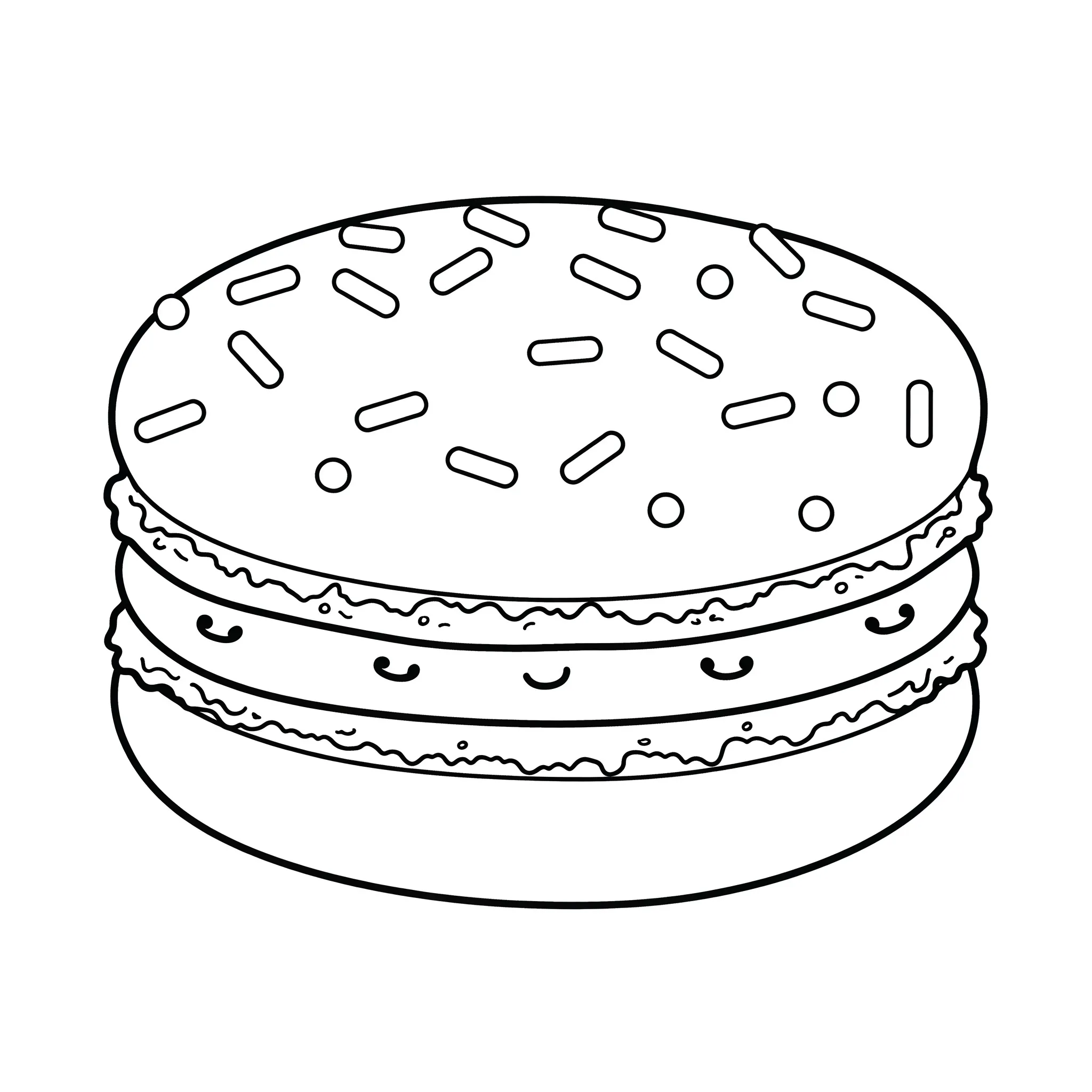 coloriage Un macaron unique avec des vermicelles à imprimer pour enfant de 6 ans