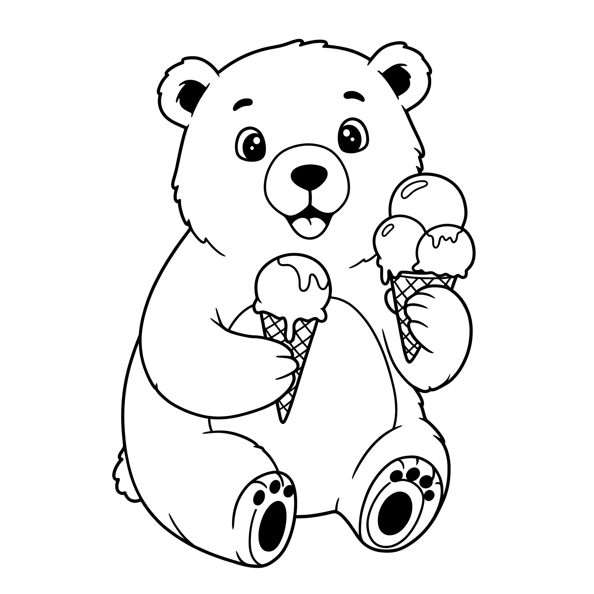 coloriage Un ours polaire mangeant une glace gratuit en ligne