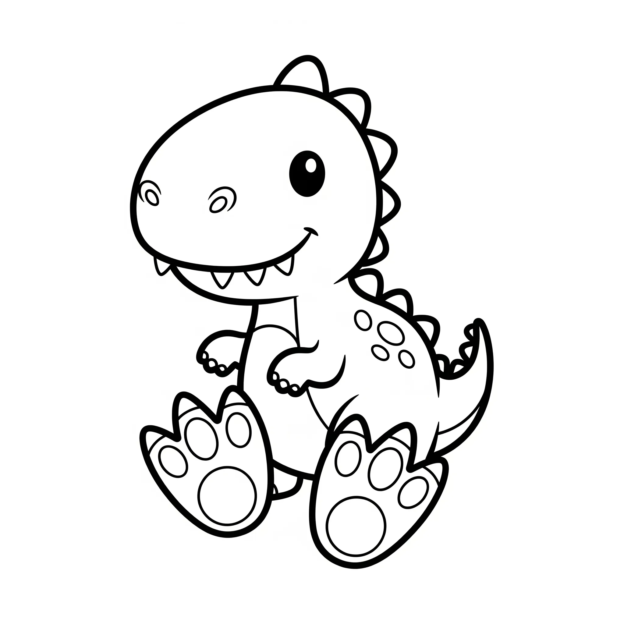 coloriage Un petit dinosaure avec de grandes empreintes de pas pour enfants