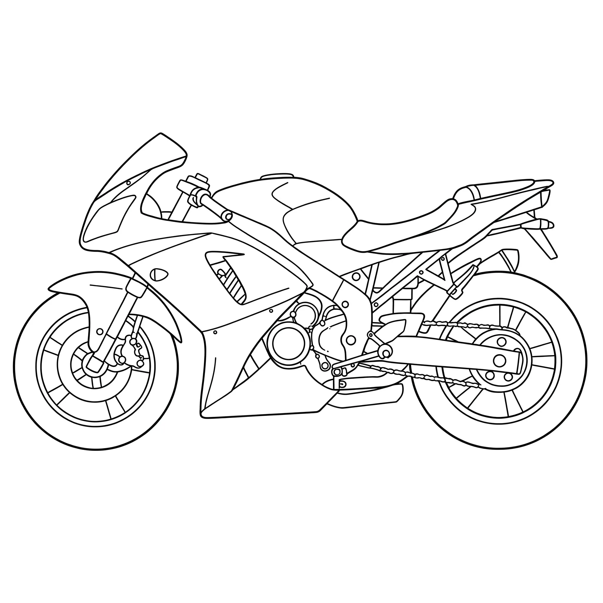 coloriage Une moto de course vue de côté pour enfants à imprimer