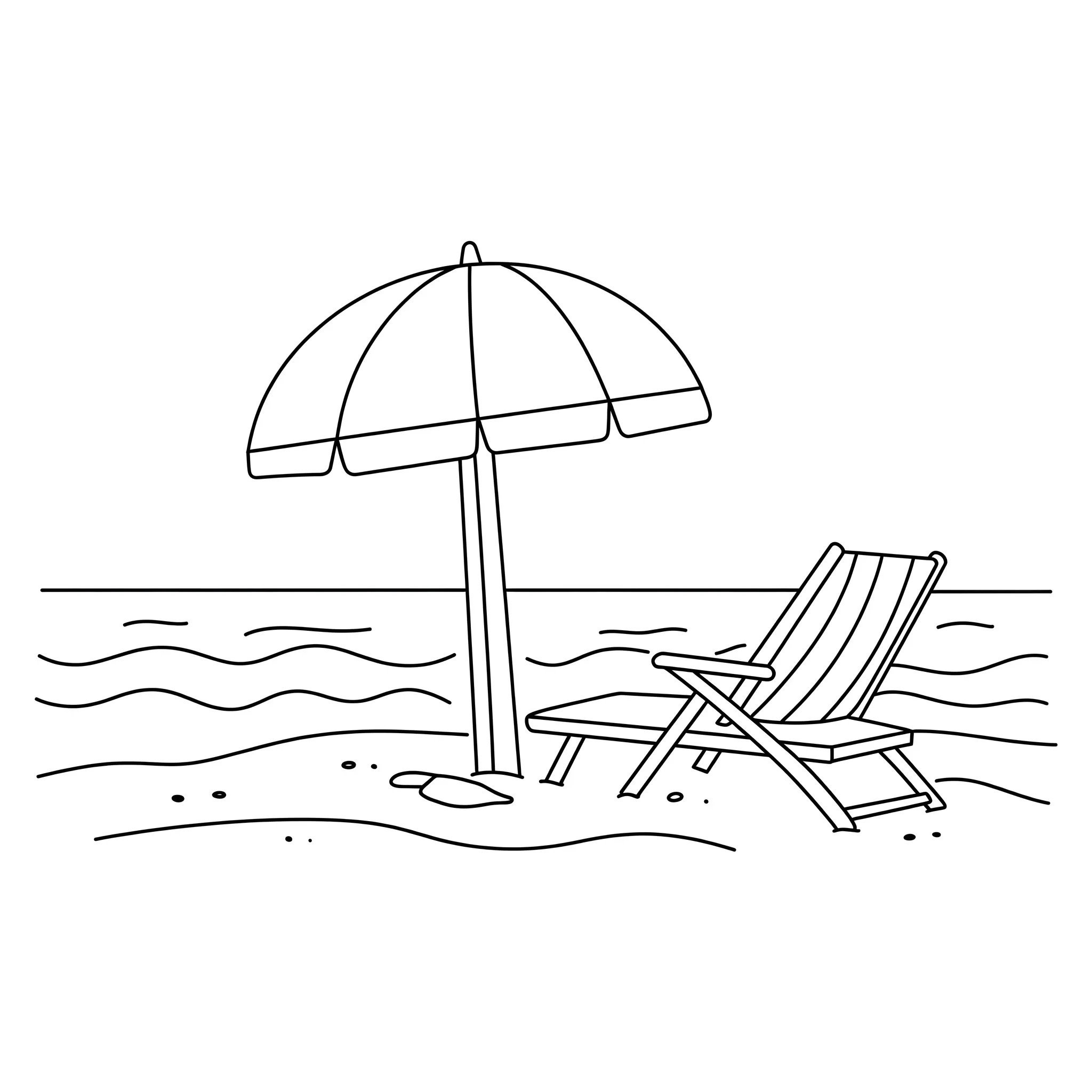 Målarbilder av en strand med ett parasoll och en solstol för ett 2-årigt barn