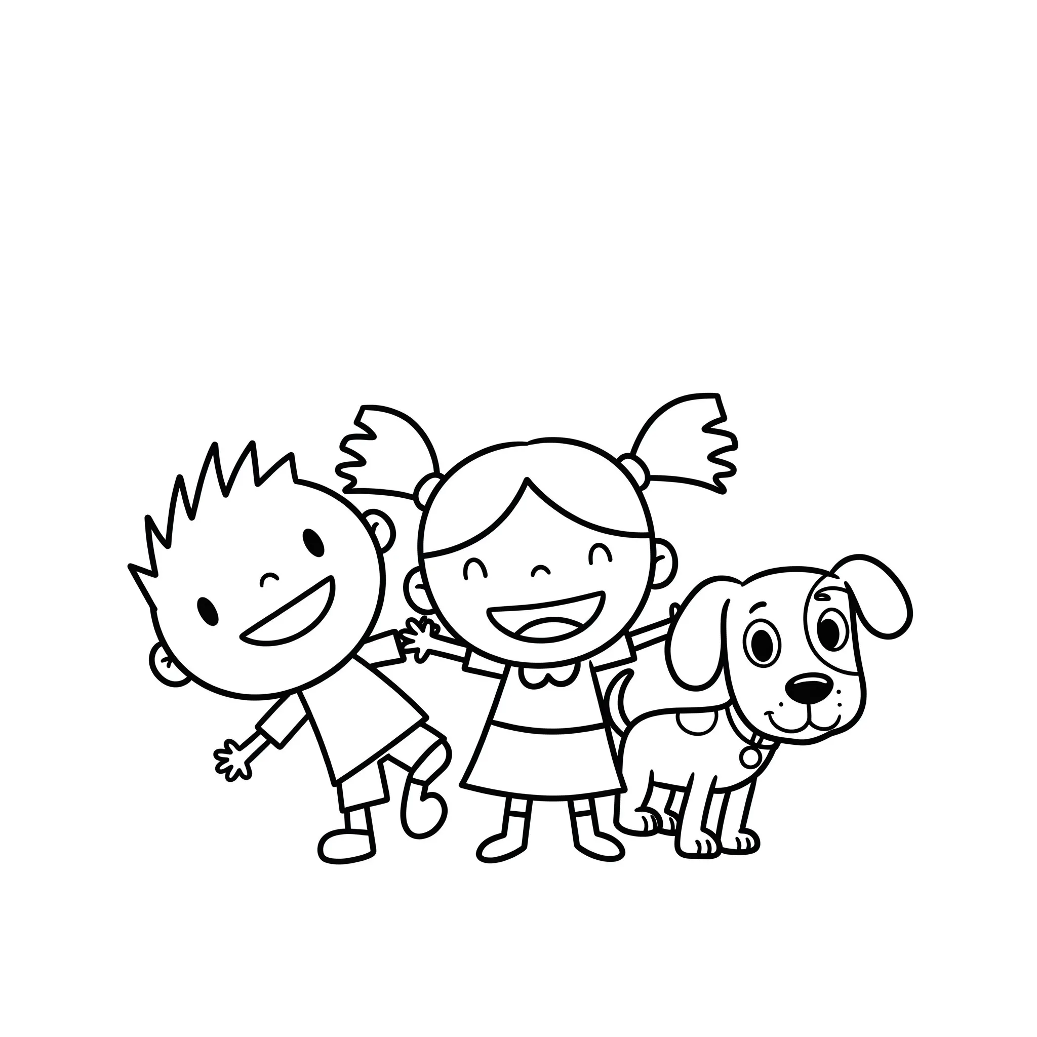 coloriage Une pose de groupe simple de pour enfants