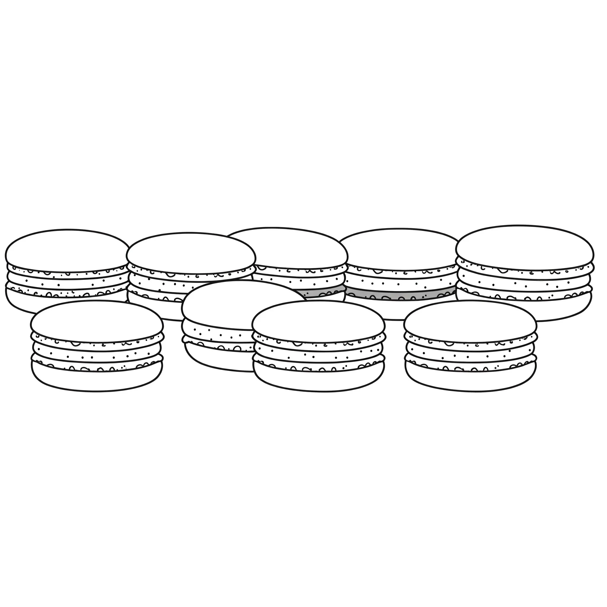 image de coloriage Une rangée de macarons pour enfant