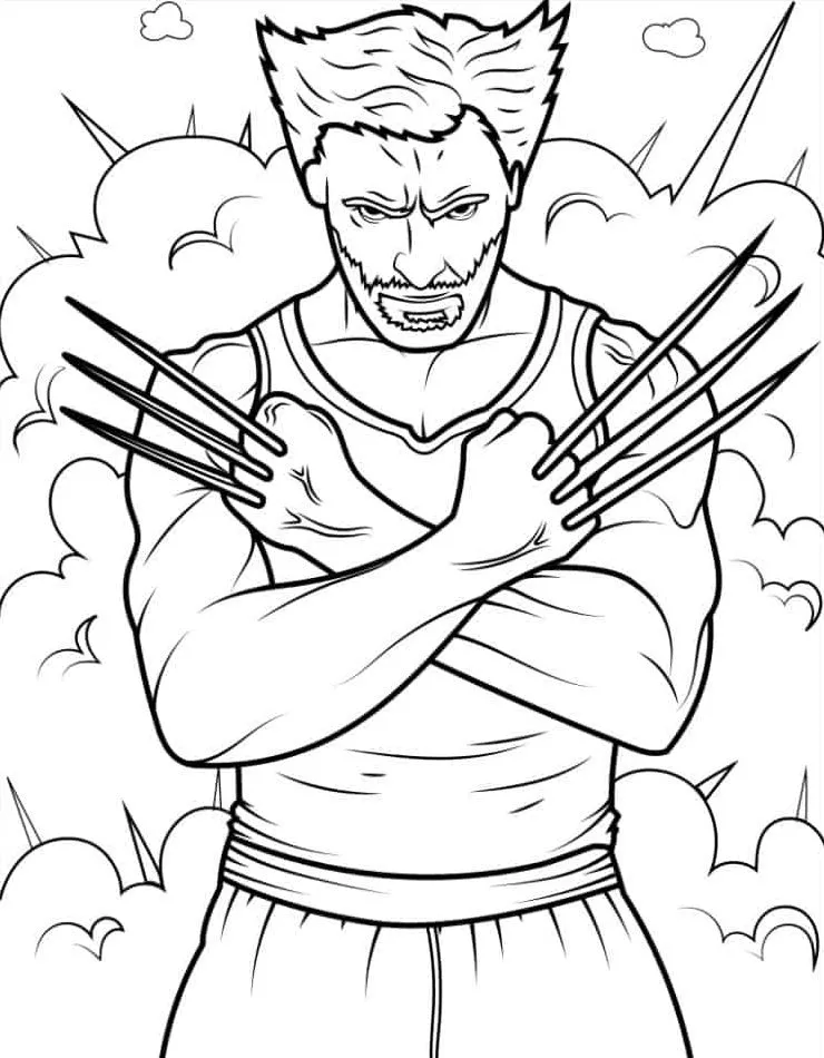 coloriage Wolverine et decoupage a imprimer gratuit