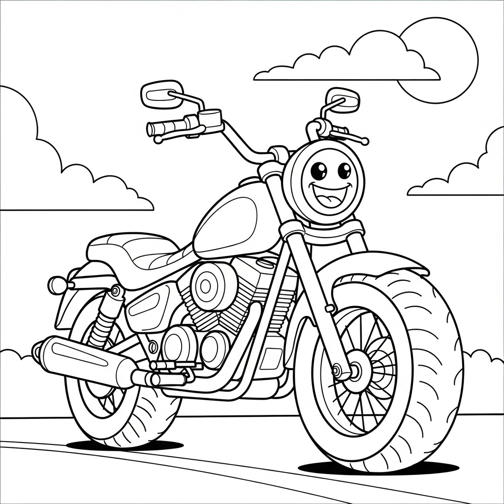 coloriage moto updated à imprimer kawaii