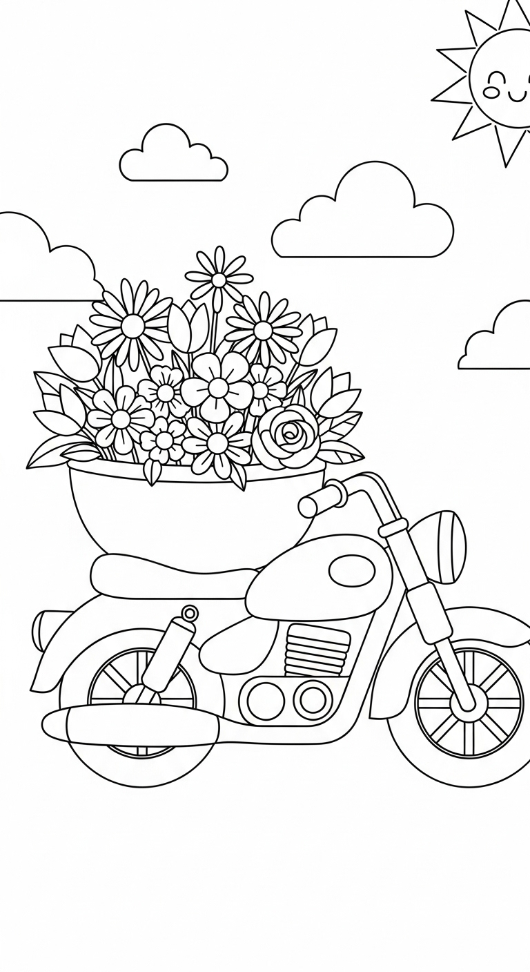 coloriage moto updated à imprimer kawaii