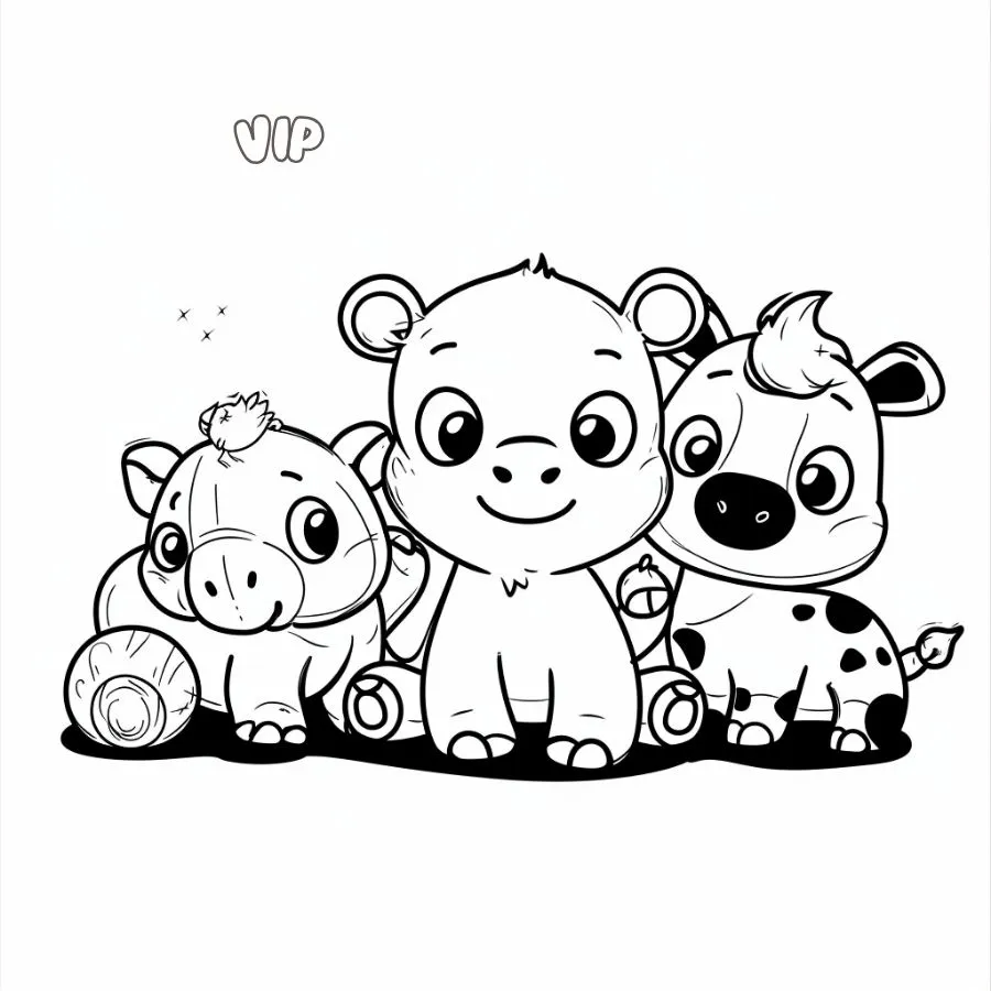 coloriage s Animaux Kawaii pour enfant de 2 ans