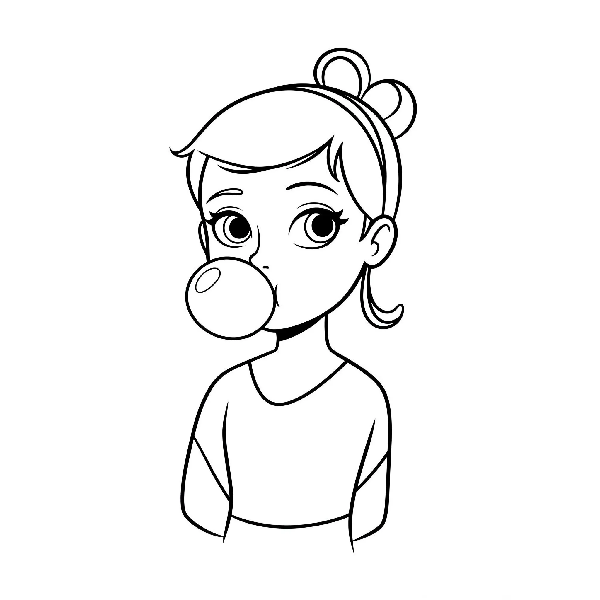 coloriage Adèle et son chewing gum pour enfant de 4 ans