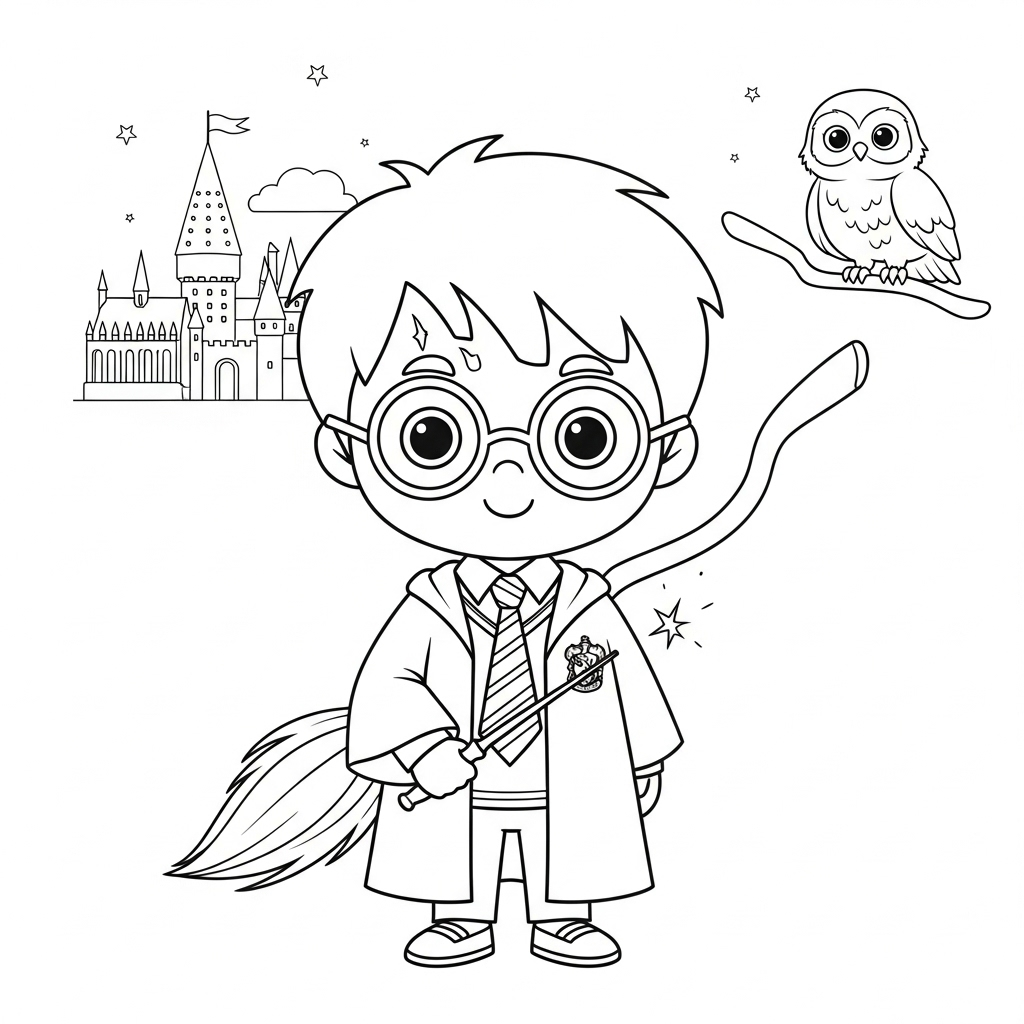 coloriage Harry Potter update à imprimer pour enfant de 9 ans