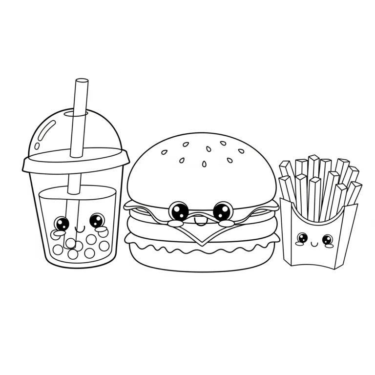 Coloriage Kawaii Nourriture