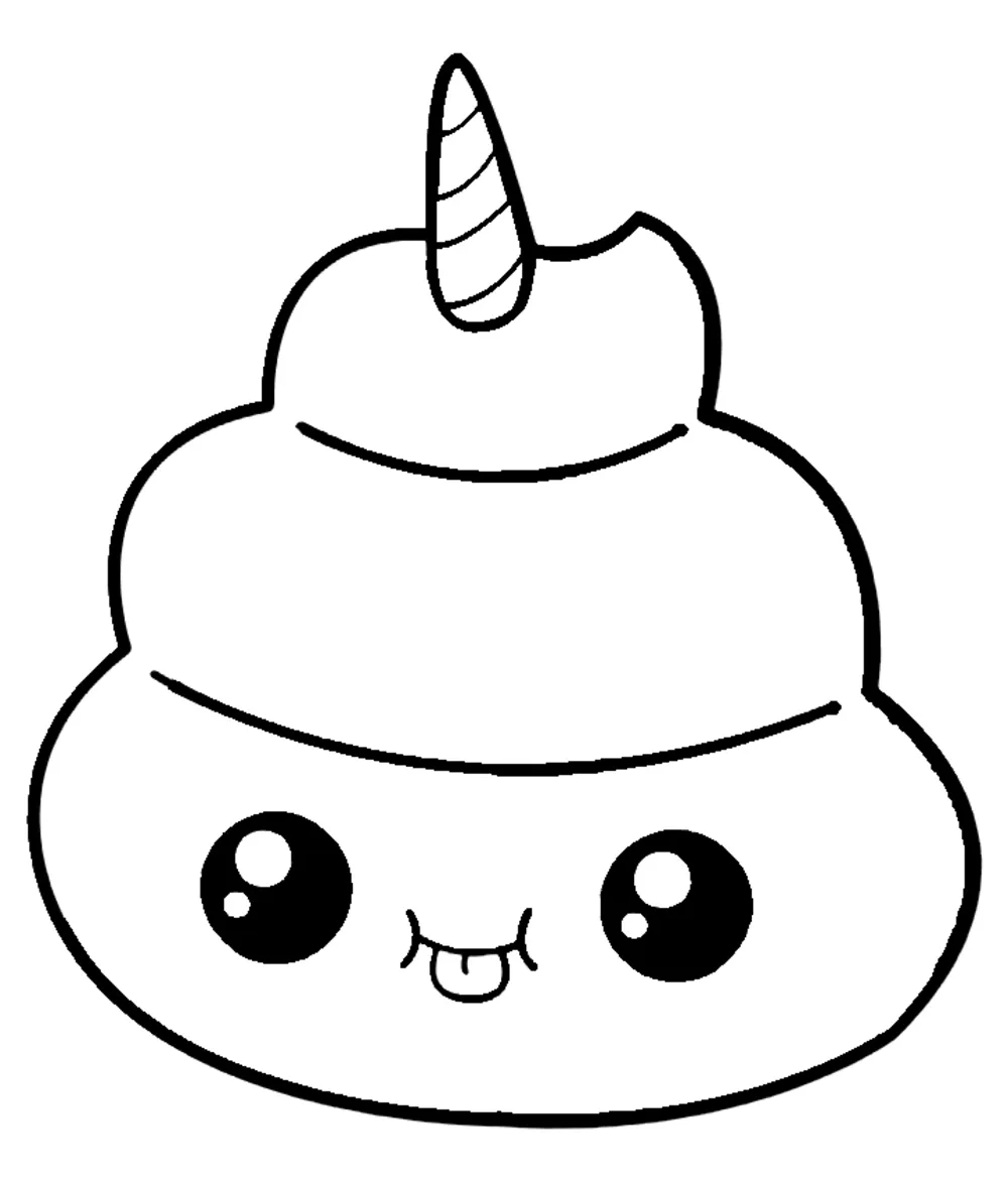 image pour coloriage Caca kawaii enfant