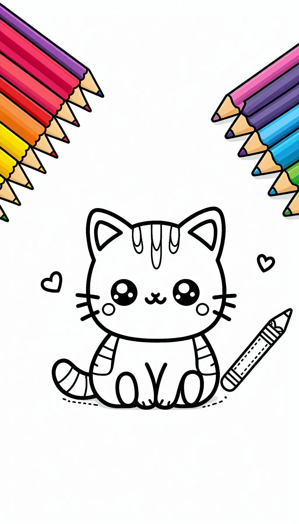 coloriage Chat Kawaii à imprimer pour enfant de 10 ans