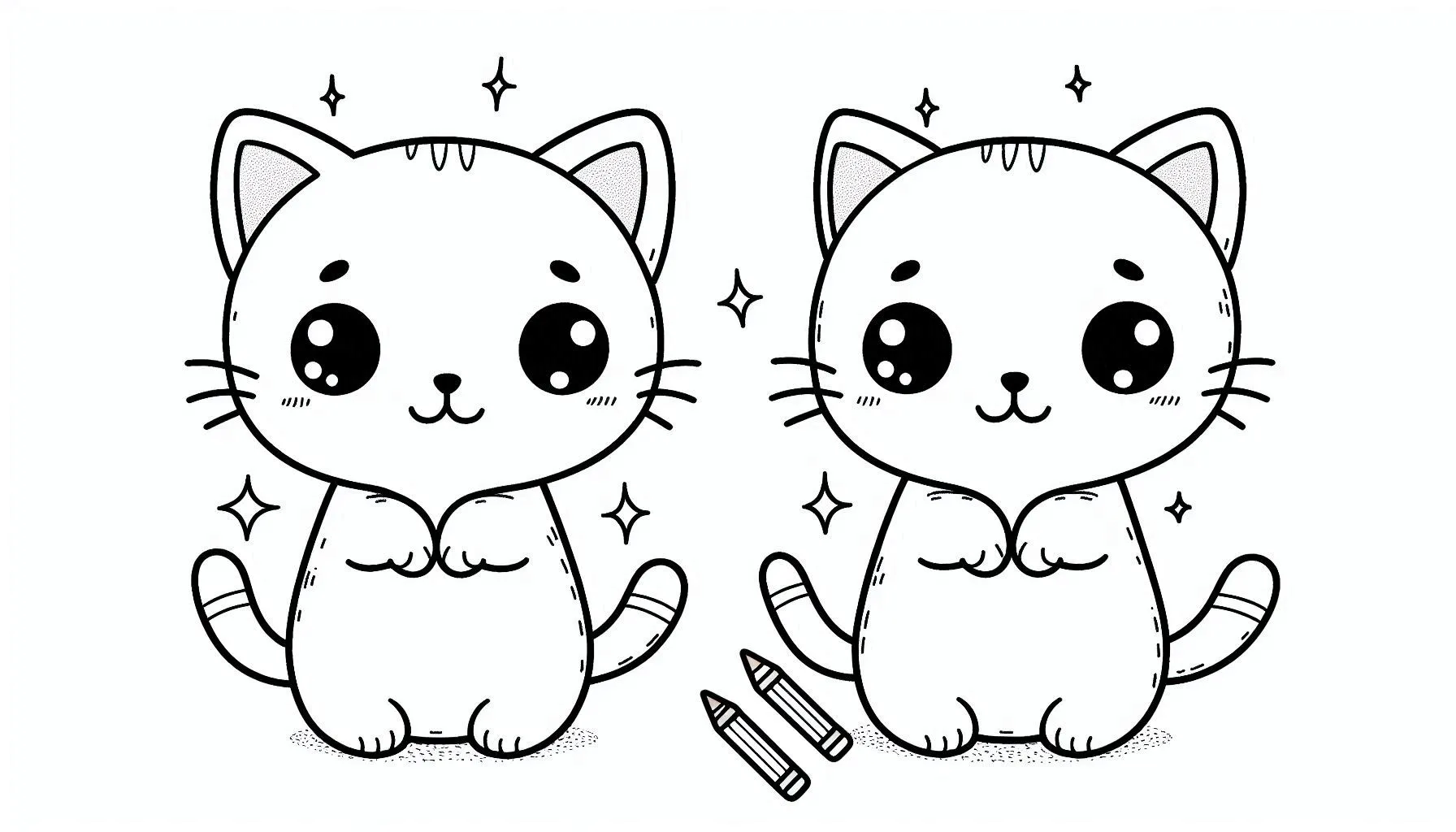 coloriage Chat Kawaii pour enfants a imprimer gratuit