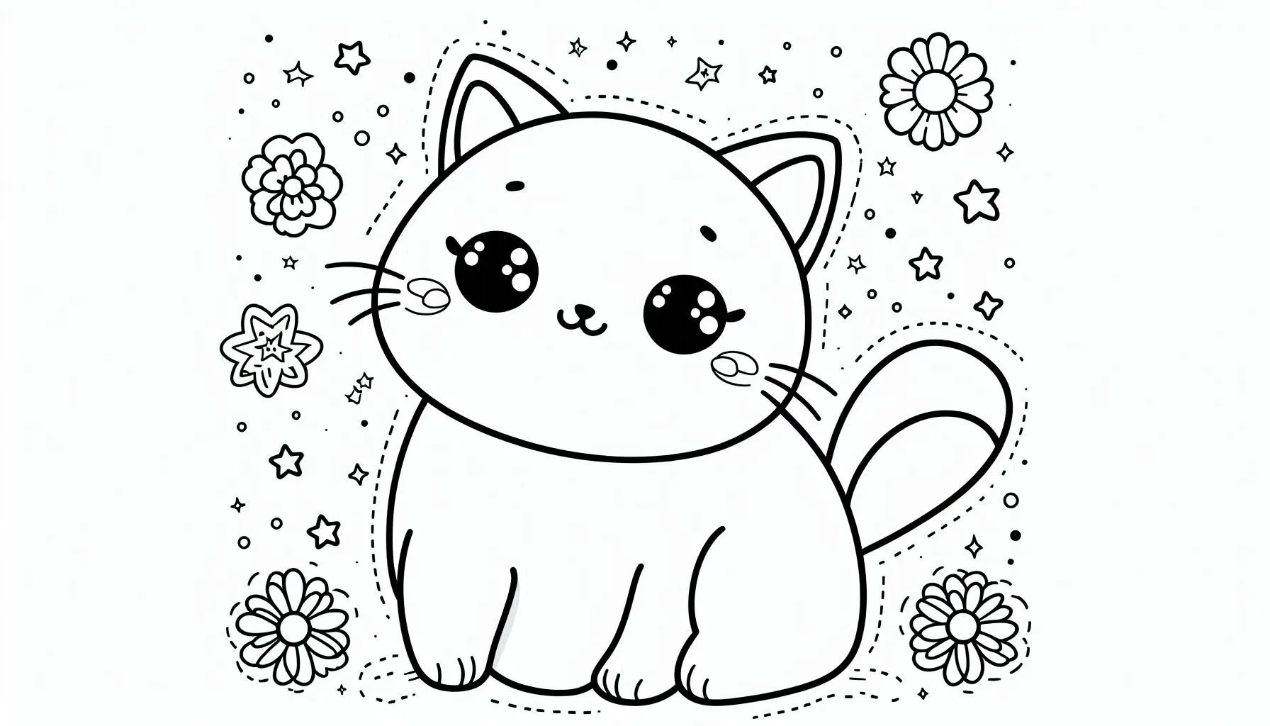 coloriage Chat Kawaii pour enfant de 8 ans