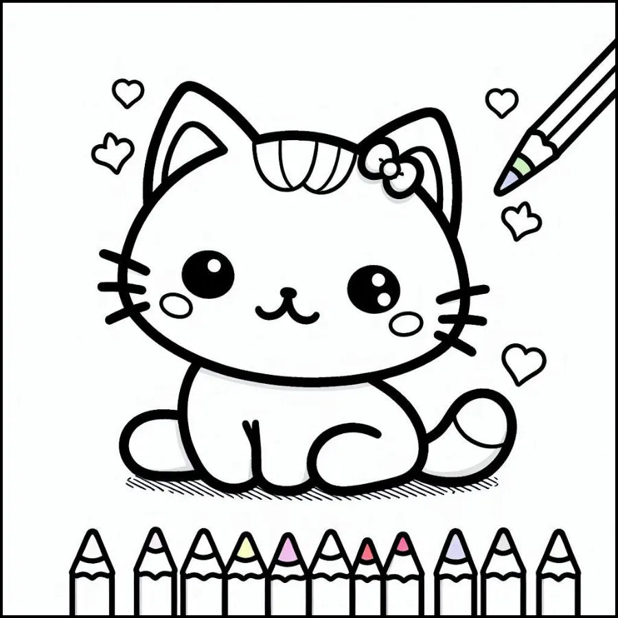 coloriage Chat Kawaii à imprimer gratuitement pdf