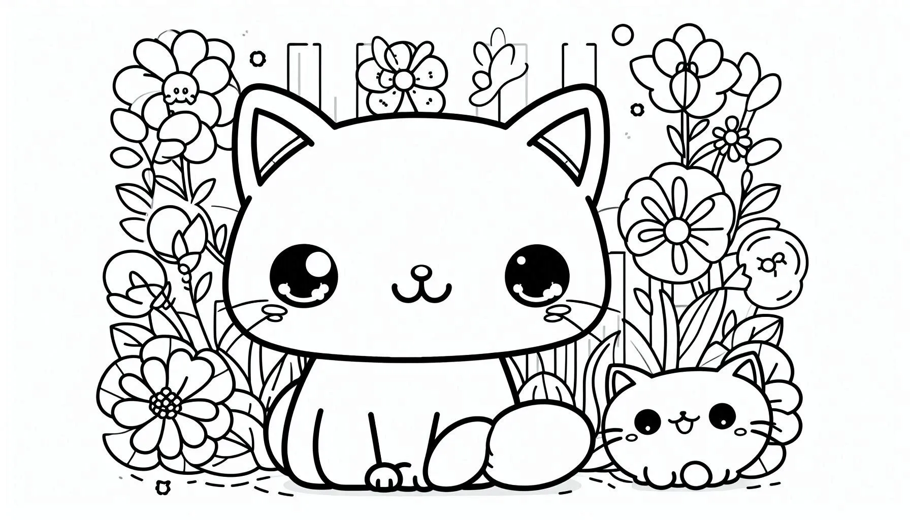 coloriage Chat Kawaii pour enfant de 10 ans 2