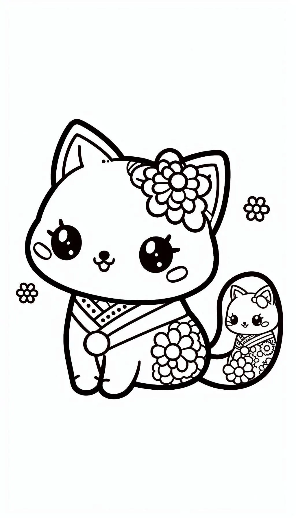 coloriage Chat Kawaii à imprimer pour enfants