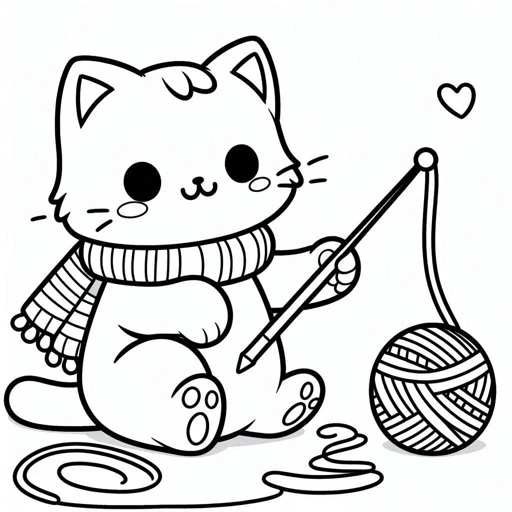 coloriage Chat Kawaii educatif pour enfant