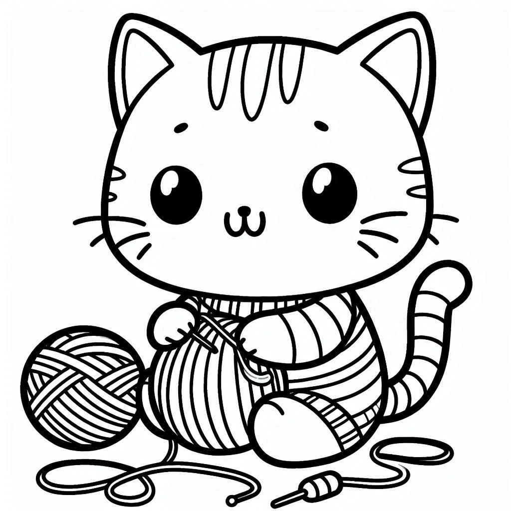 coloriage Chat Kawaii à imprimer pour enfant de 12 ans