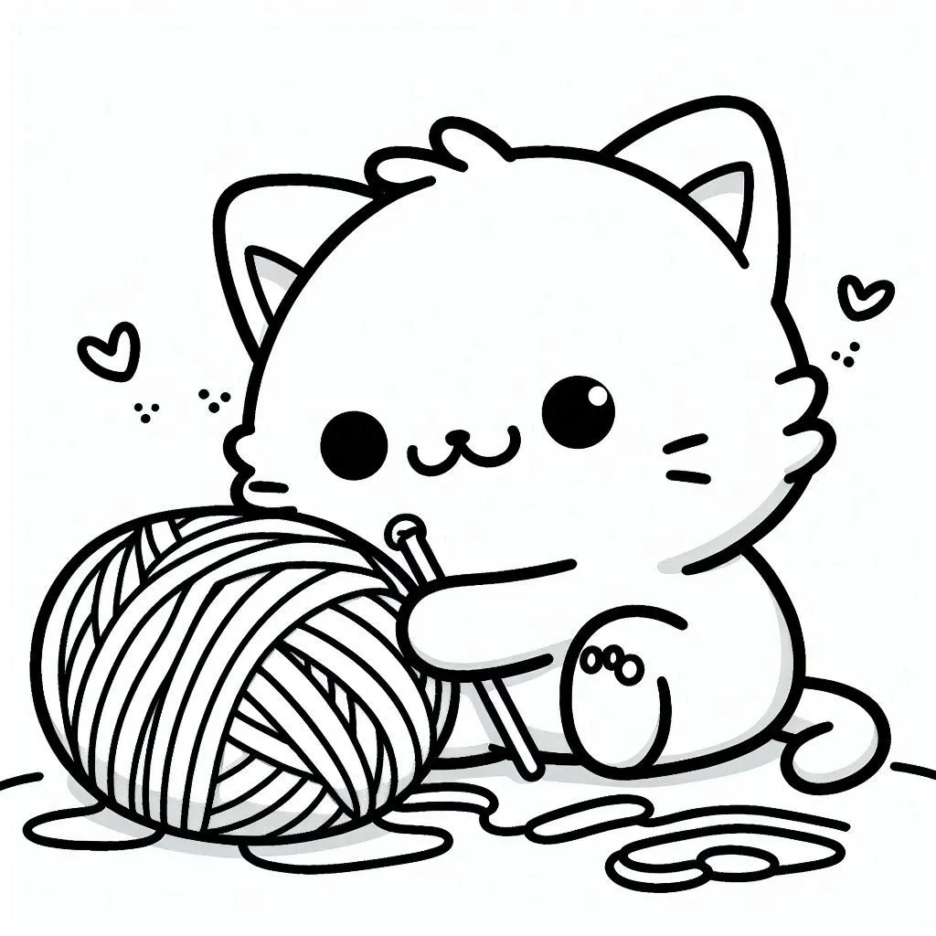 coloriage Chat Kawaii à imprimer pdf gratuit