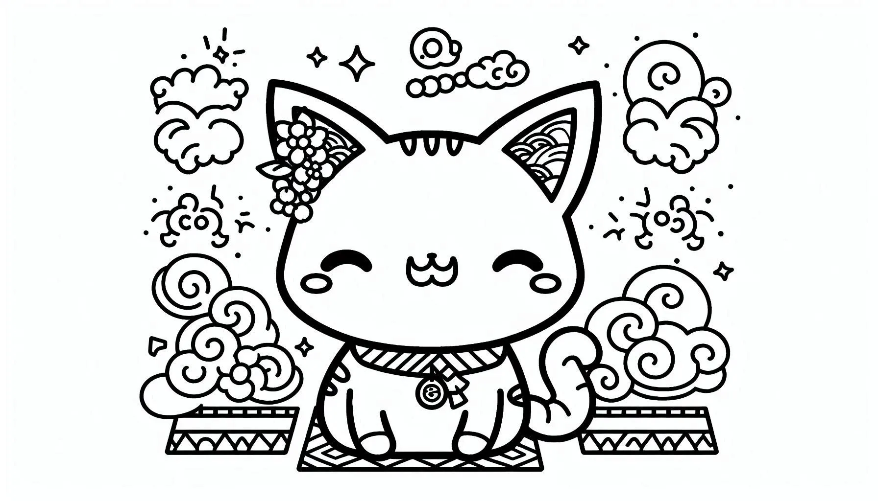 imprimer coloriage Chat Kawaii pour enfant