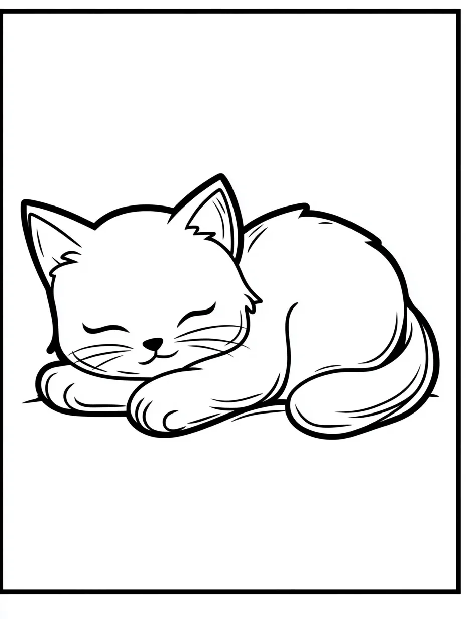 coloriage Chat Kawaii à imprimer pour enfant de 6 ans