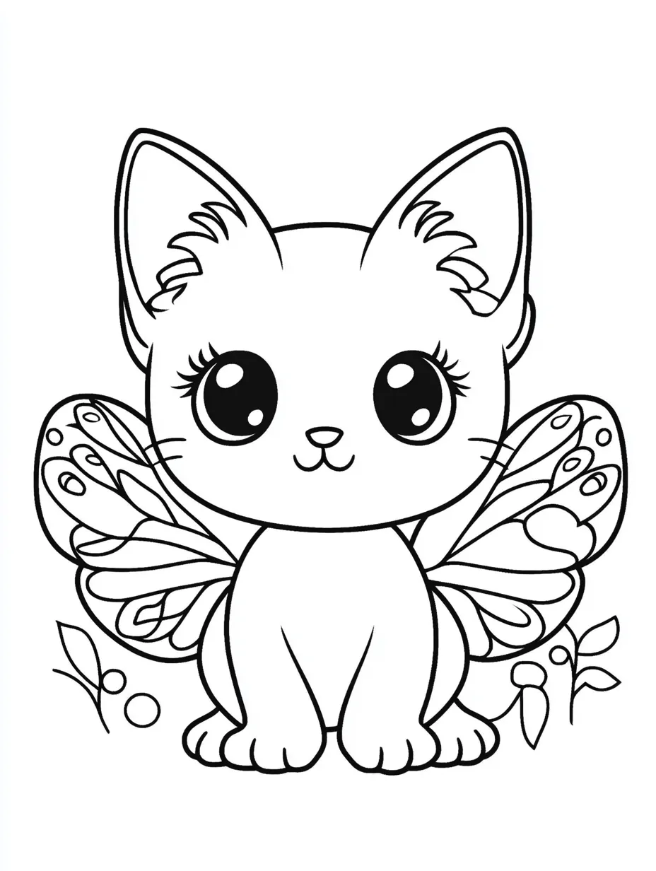 coloriage Chat Kawaii à imprimer pour enfant de 7 ans