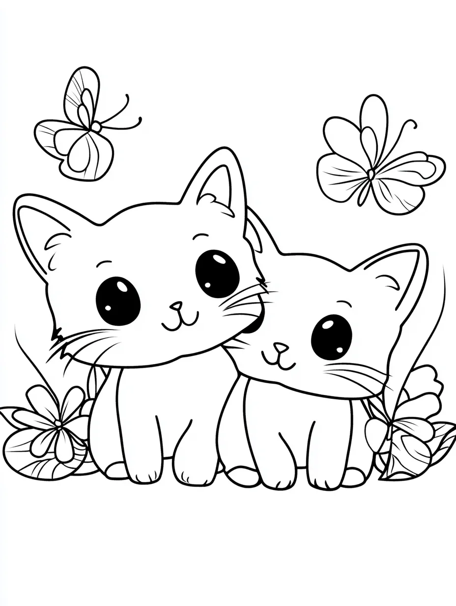 coloriage Chat Kawaii pour enfant de 5 ans