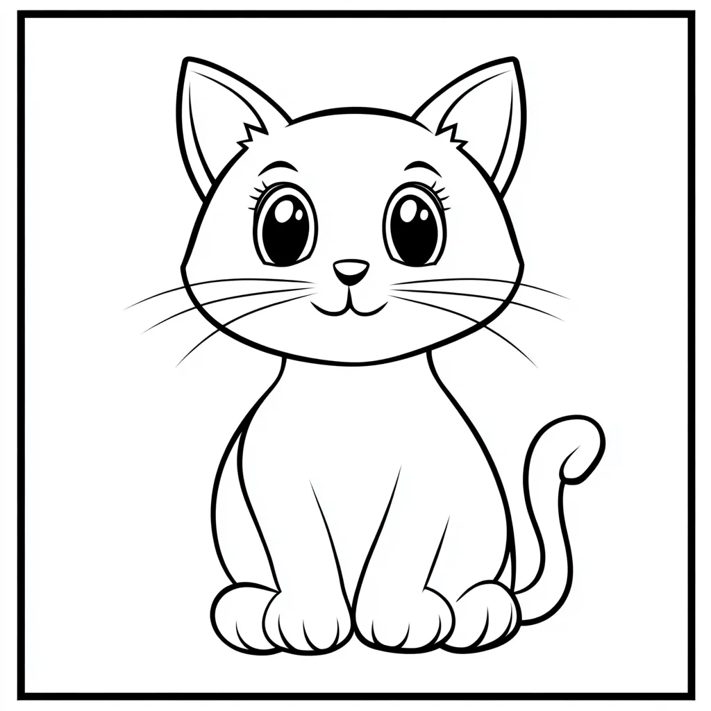 coloriage Chat Kawaii à imprimer pour enfant de 9 ans