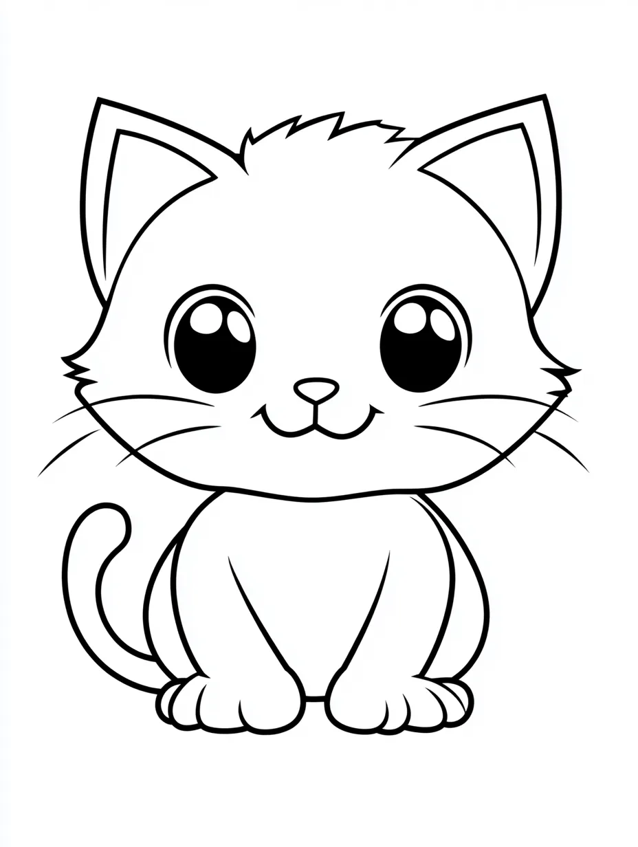 coloriage Chat Kawaii pour primaire