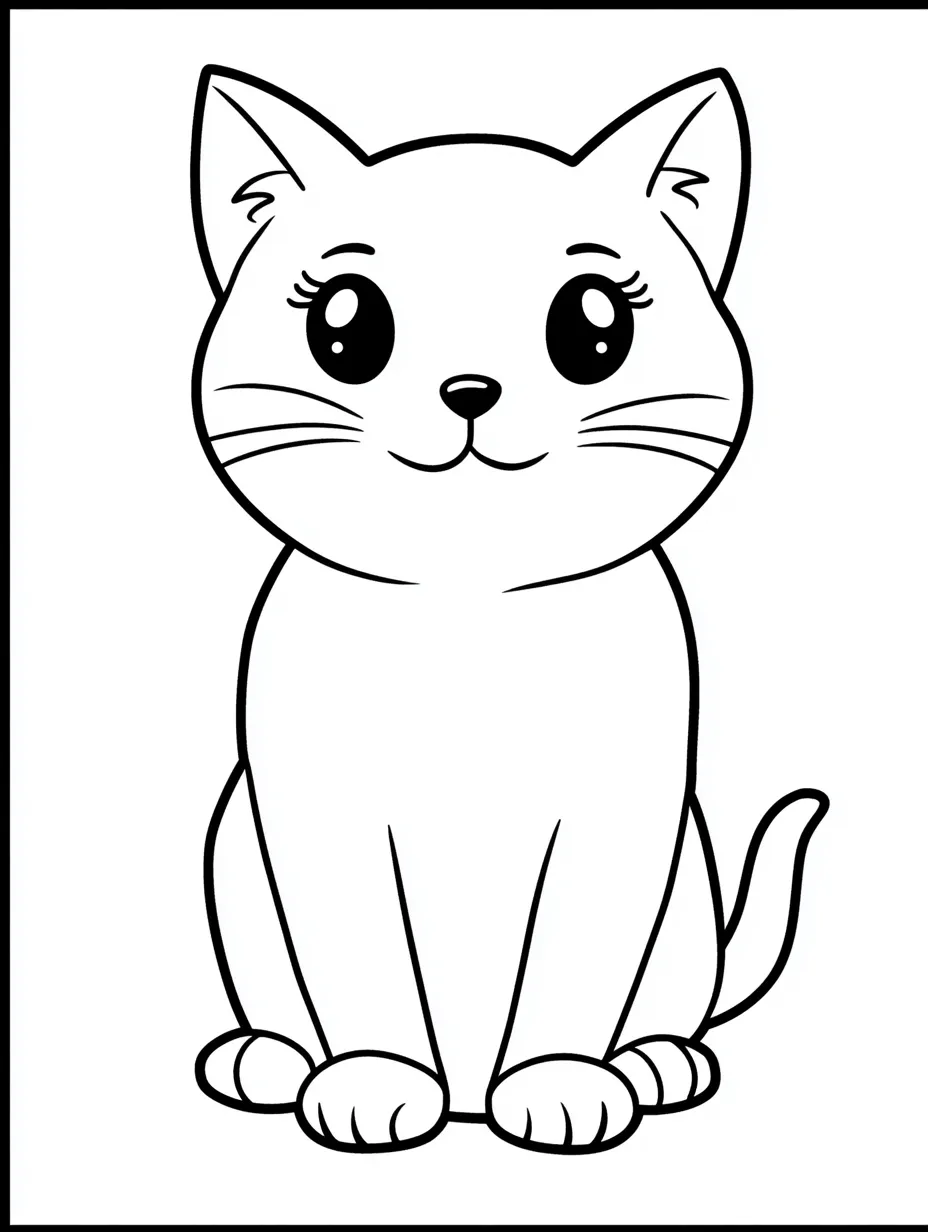 image de coloriage Chat Kawaii pour enfant