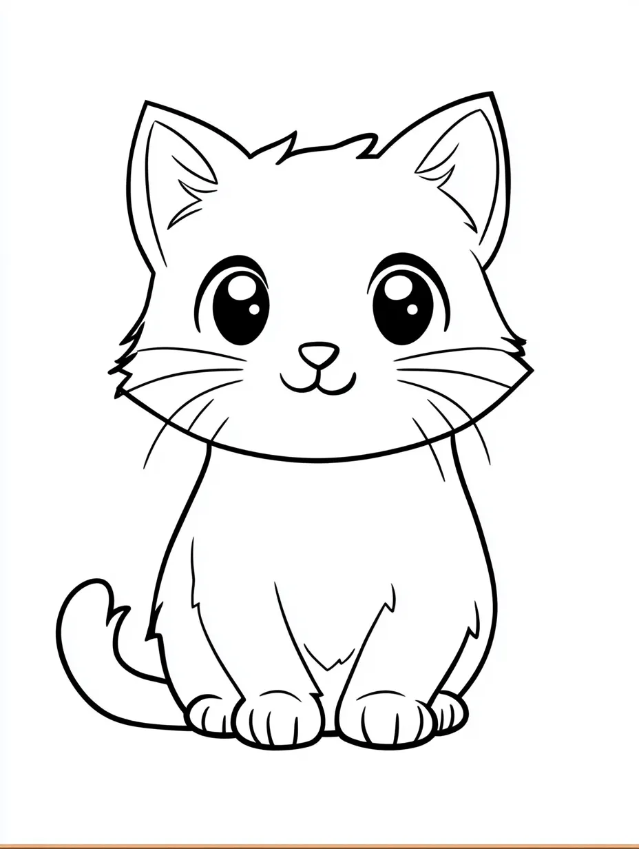 coloriage Chat Kawaii d'enfant a imprimer 1