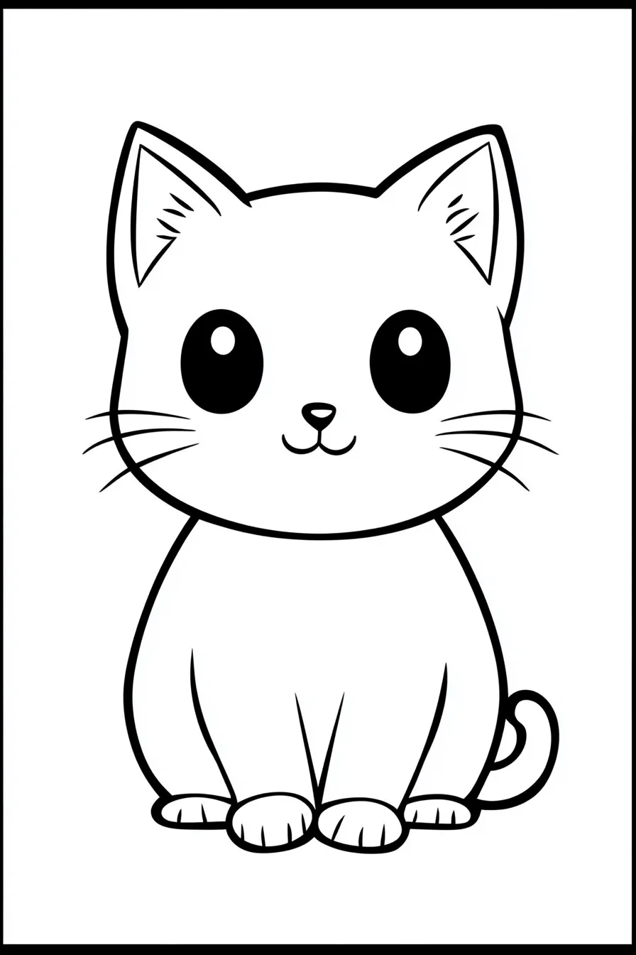 coloriage Chat Kawaii pour enfant de 5 ans 1