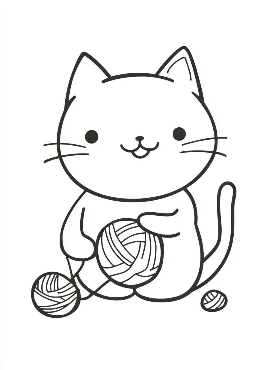 coloriage Chat Kawaii pour enfant gratuit